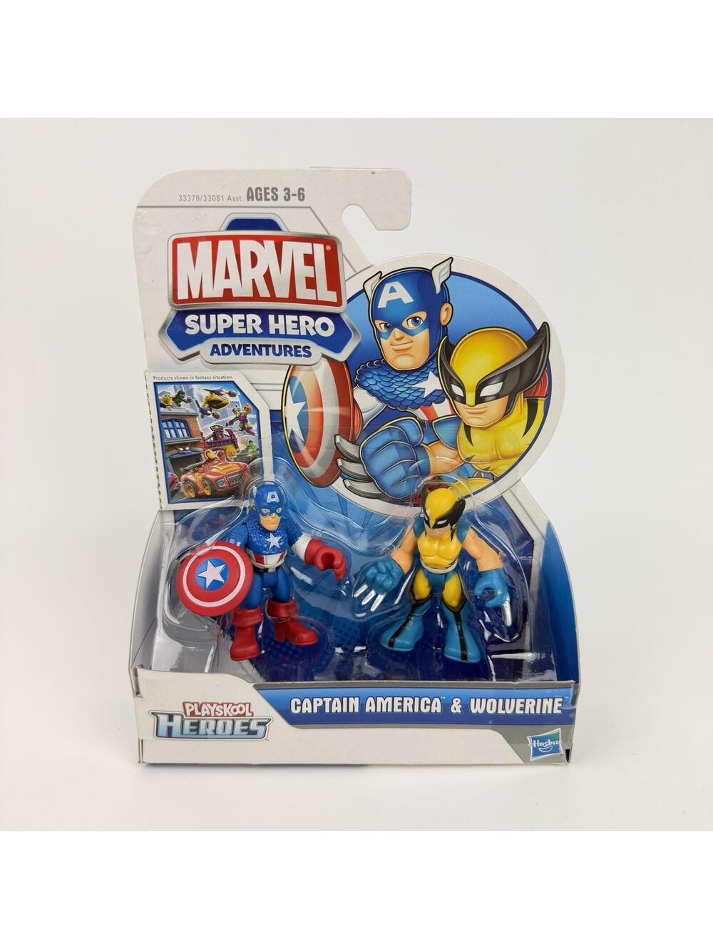 Marvel Super Hero Adventures Playskool Heroes CAPTAIN AMERICA & WOLVERINE Figure